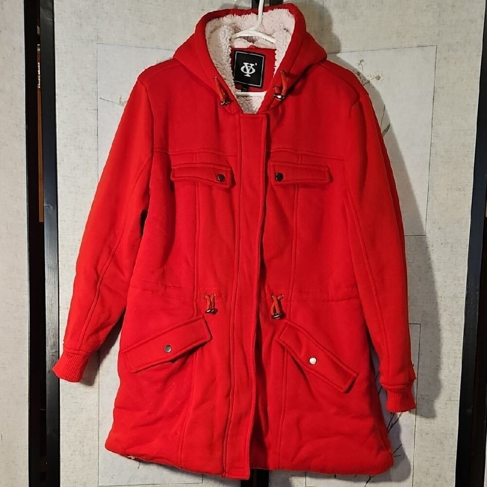 Red Utility Jacket with Hood